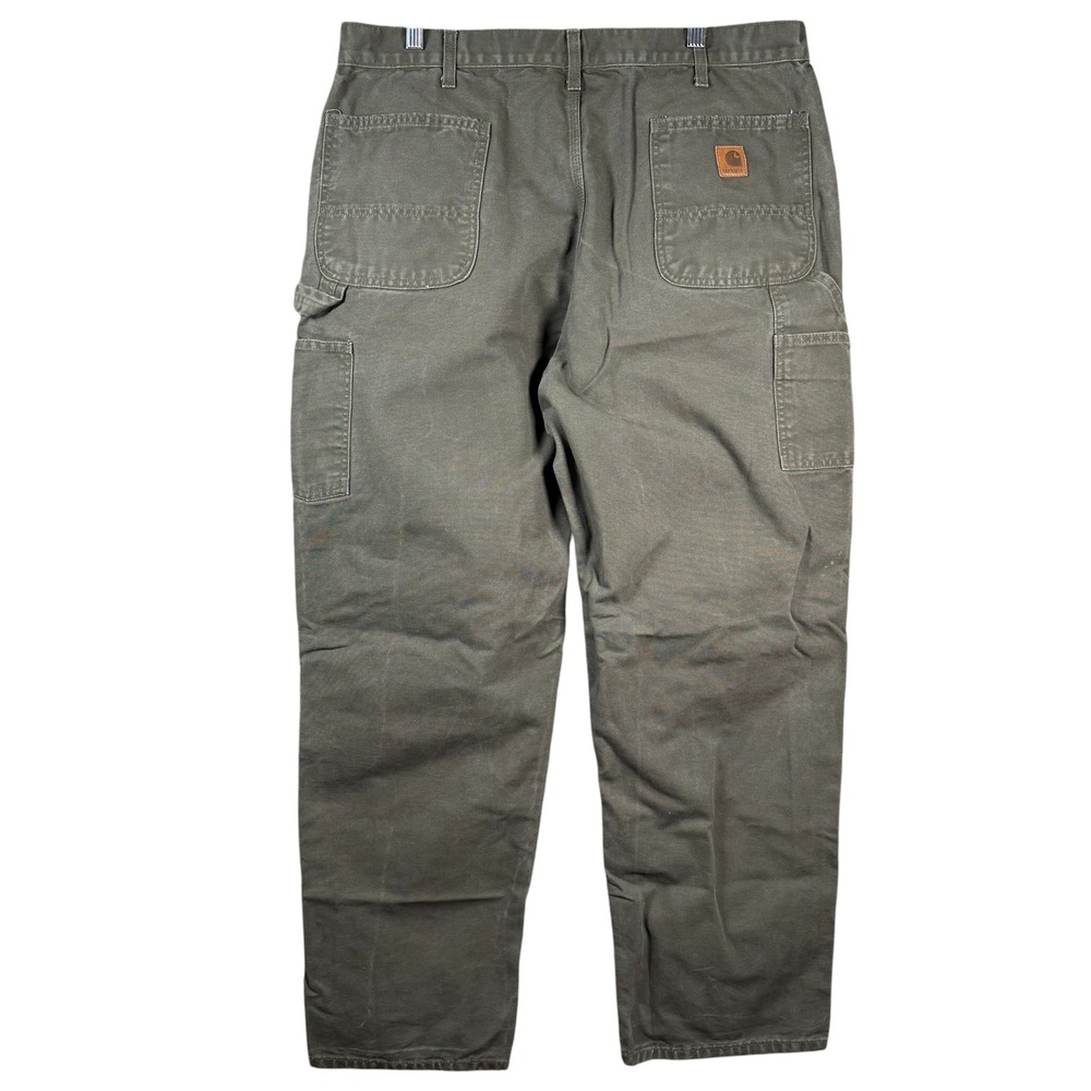 Carhartt‎ Pants Mens Dungaree Fit 38x33 Green B11 MOS Carpenter Workwear Utility